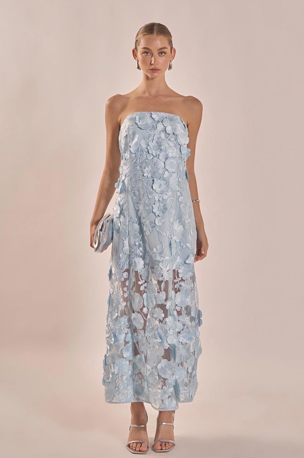 denim strapless maxi dress Rowan – The Bar Printed Washed Silk Strappy Faby is 53 and Size:M (US Size 6) 40 bust