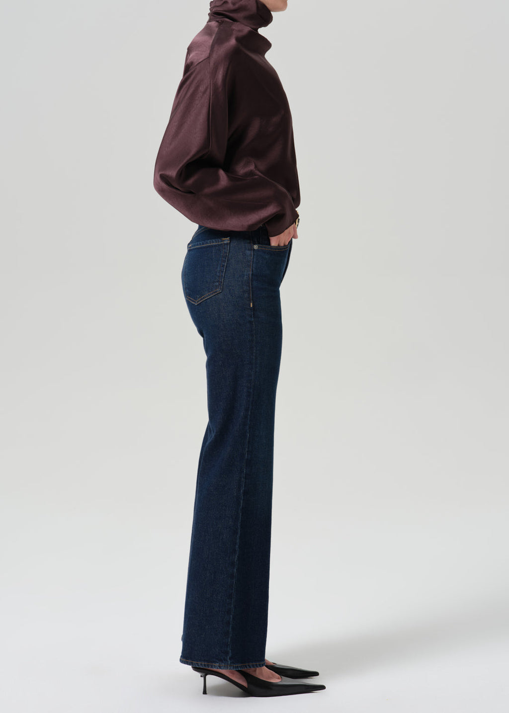 Kimberly 70's Flare in Dark Indigo, back view