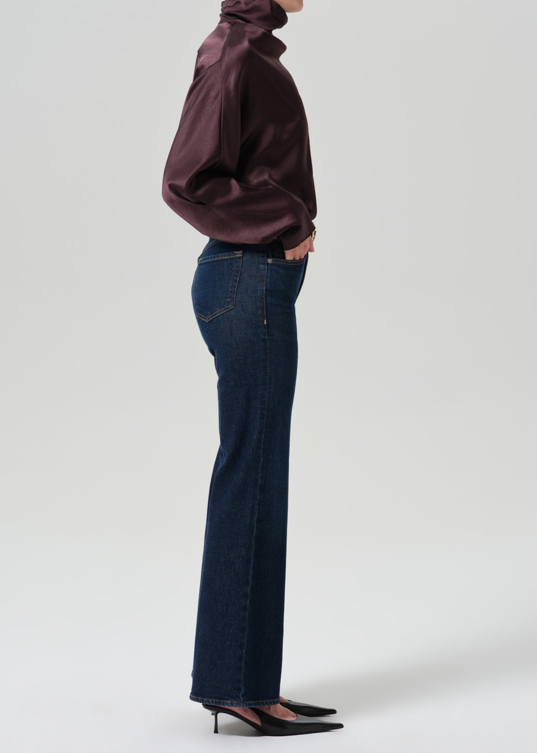 Kimberly 70's Flare in Dark Indigo, back view