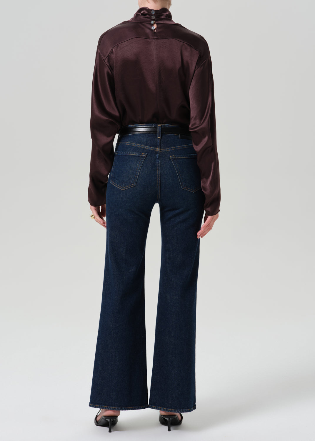 Kimberly 70's Flare in Dark Indigo, side view