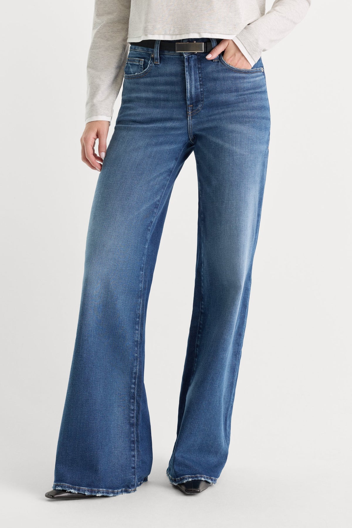 Soft Tech Good Waist Palazzo Jeans in Ridicule