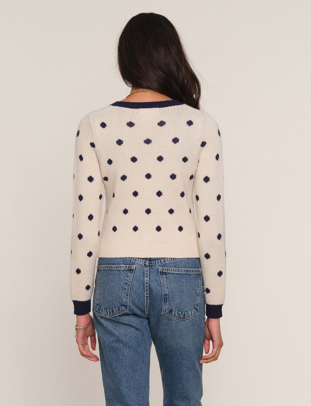 Reika Cardi in ivory, back view