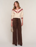 Kairi Pant in coco satin, front view