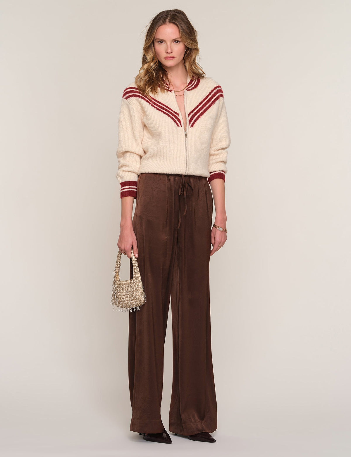 Kairi Pant in coco, styled front view