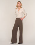 Bryson Pant in taupe with a contrast side stripe, front view