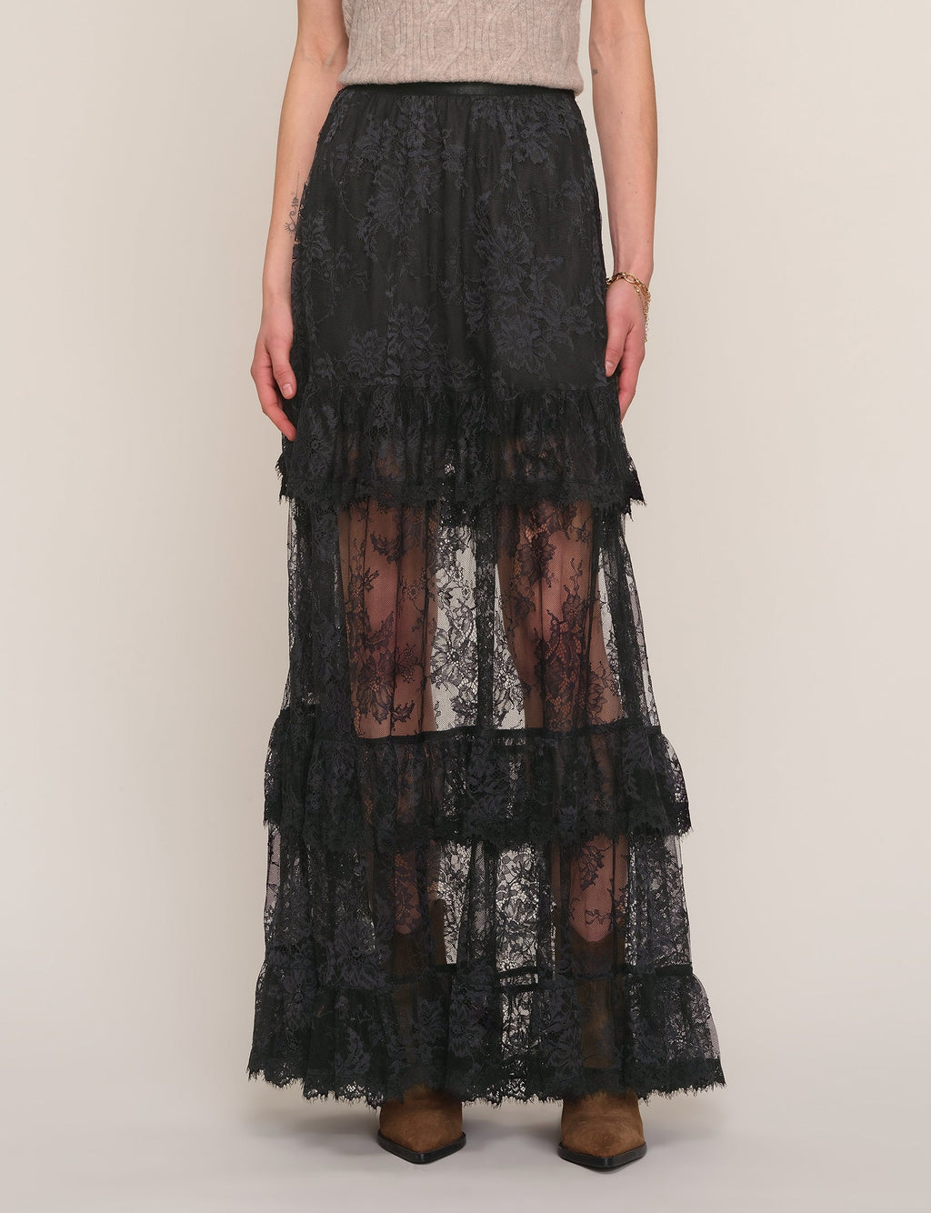 Sylvie Skirt, lace tier detail