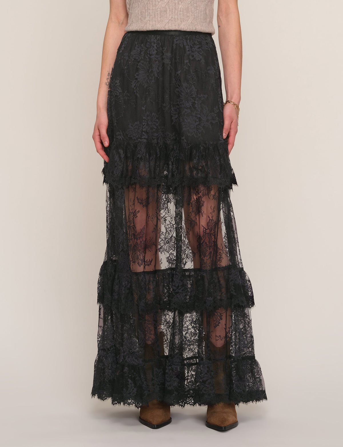 Sylvie Skirt, lace tier detail