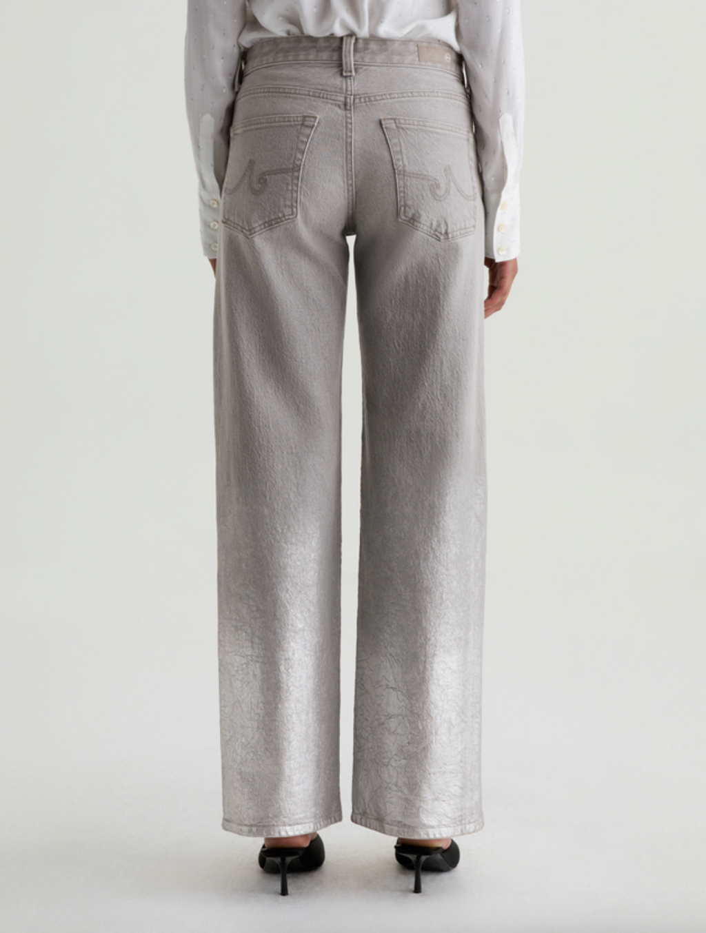 Adria Low Rise Wide Leg Jean- Silver Myst