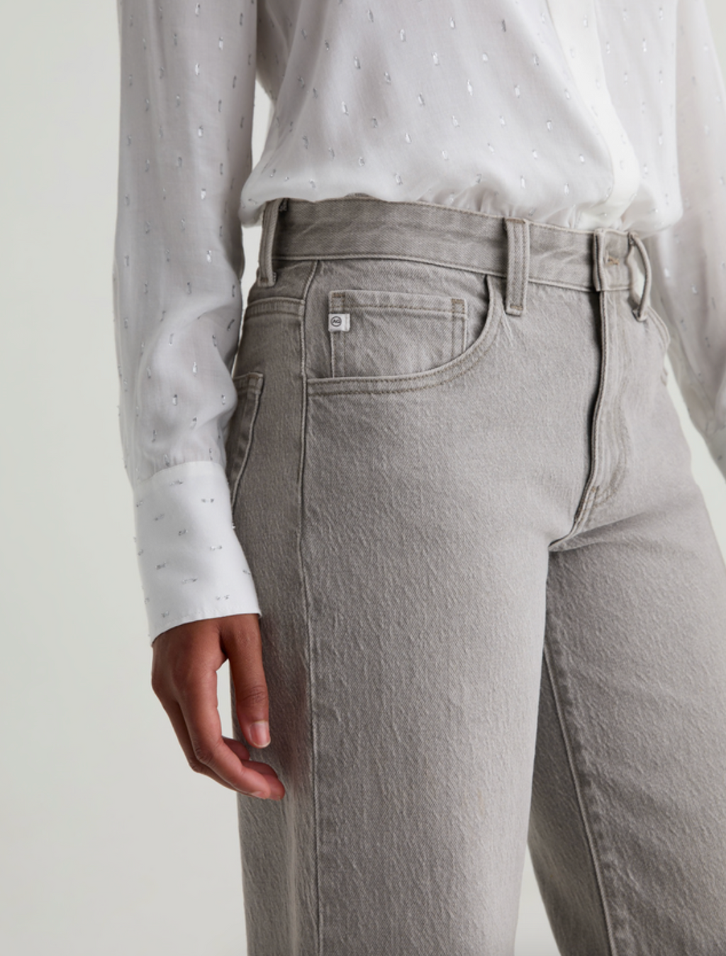 Adria Low Rise Wide Leg Jean- Silver Myst