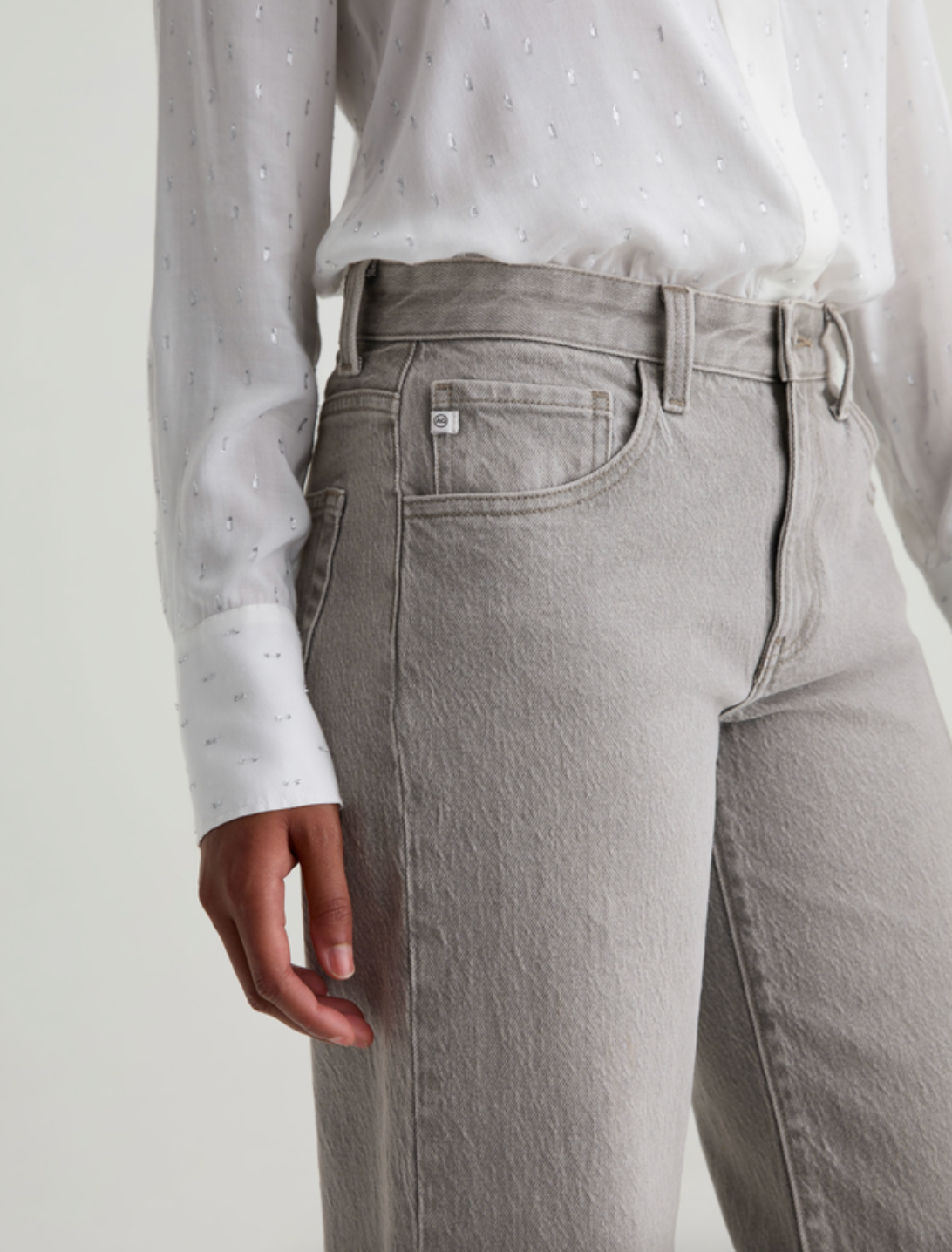 Adria Low Rise Wide Leg Jean- Silver Myst