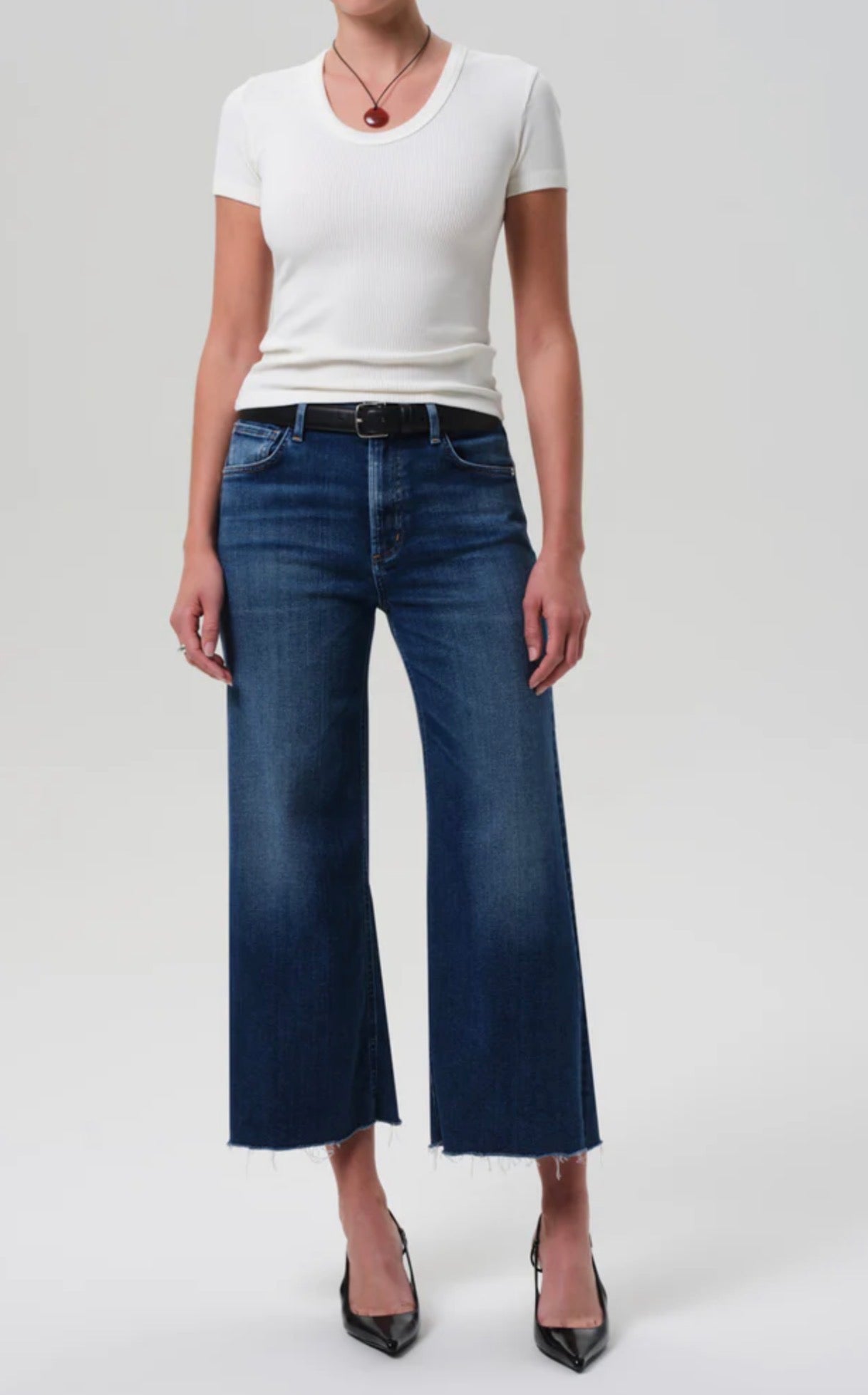 Lyra Wide Leg Crop Raw Hem- Augusta