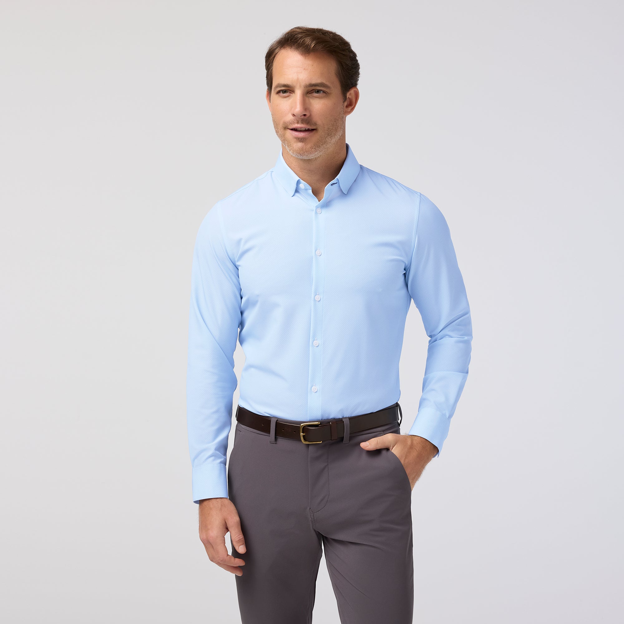 Leeward Dress Shirt - Cloud Blue Micro Dot