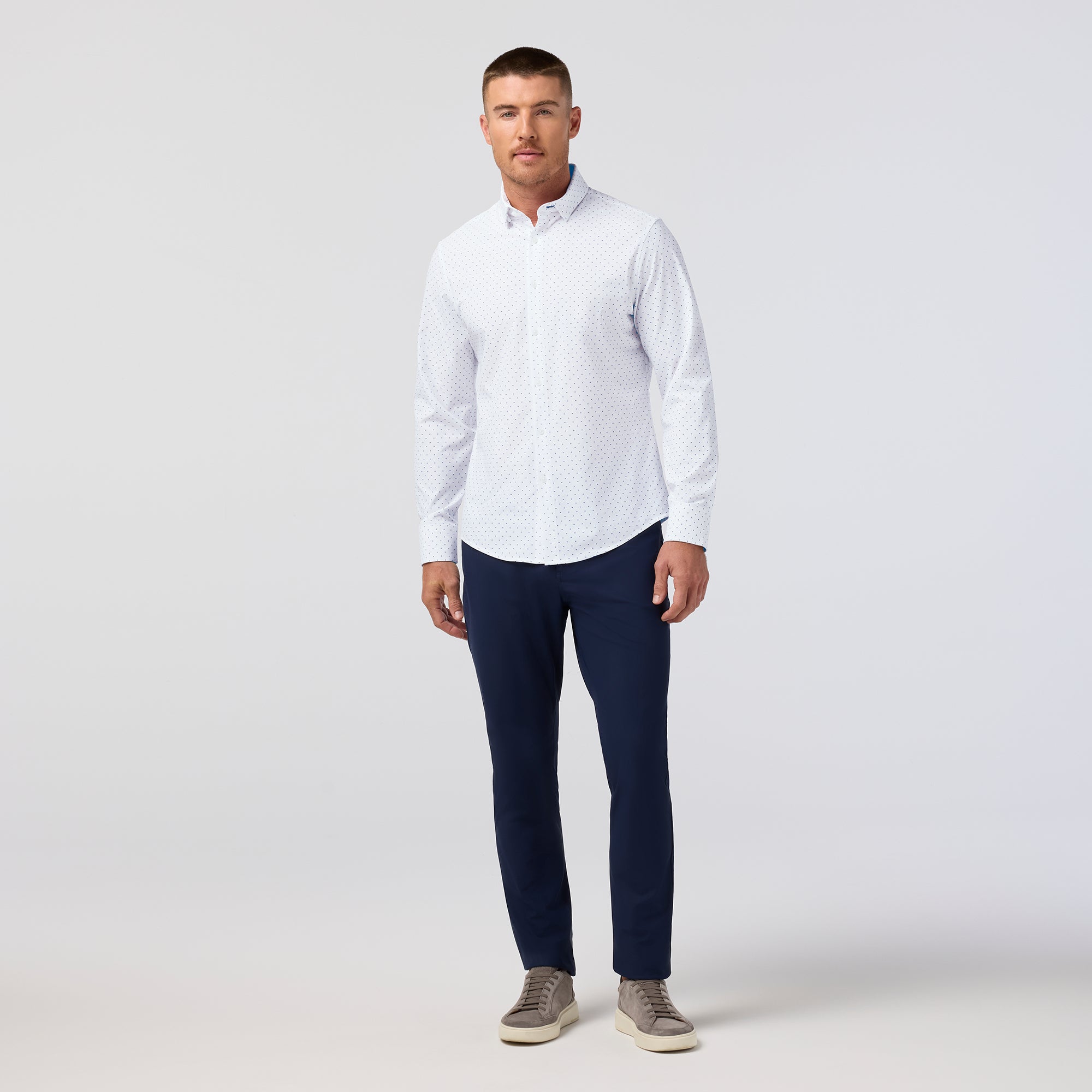 Leeward No Tuck Dress Shirt - Navy Stacked Geo
