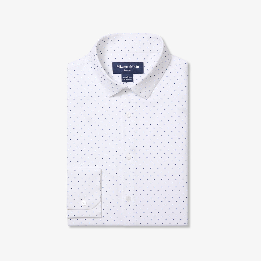 Leeward No Tuck Dress Shirt - Navy Stacked Geo