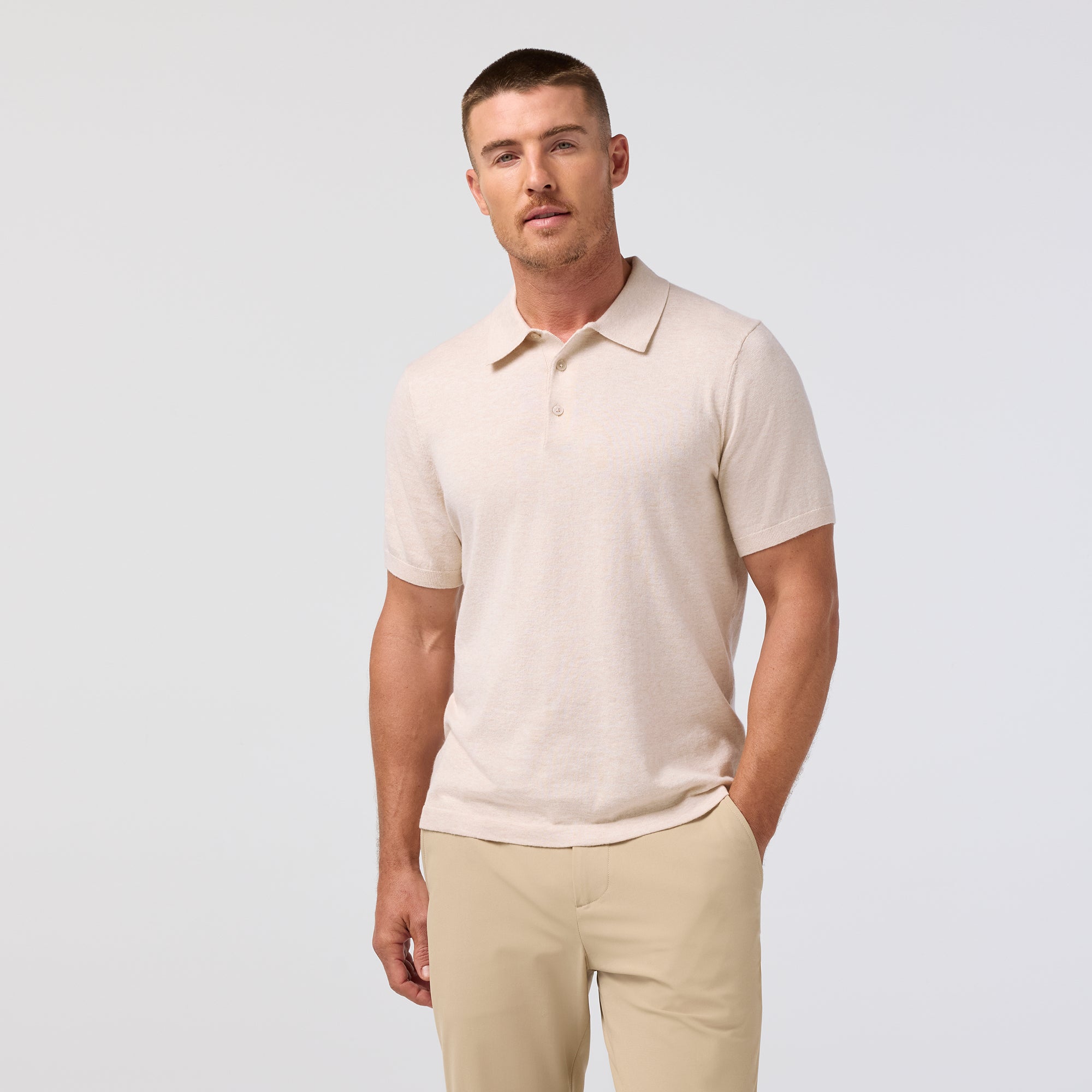 Ashe Polo - Oat Heather