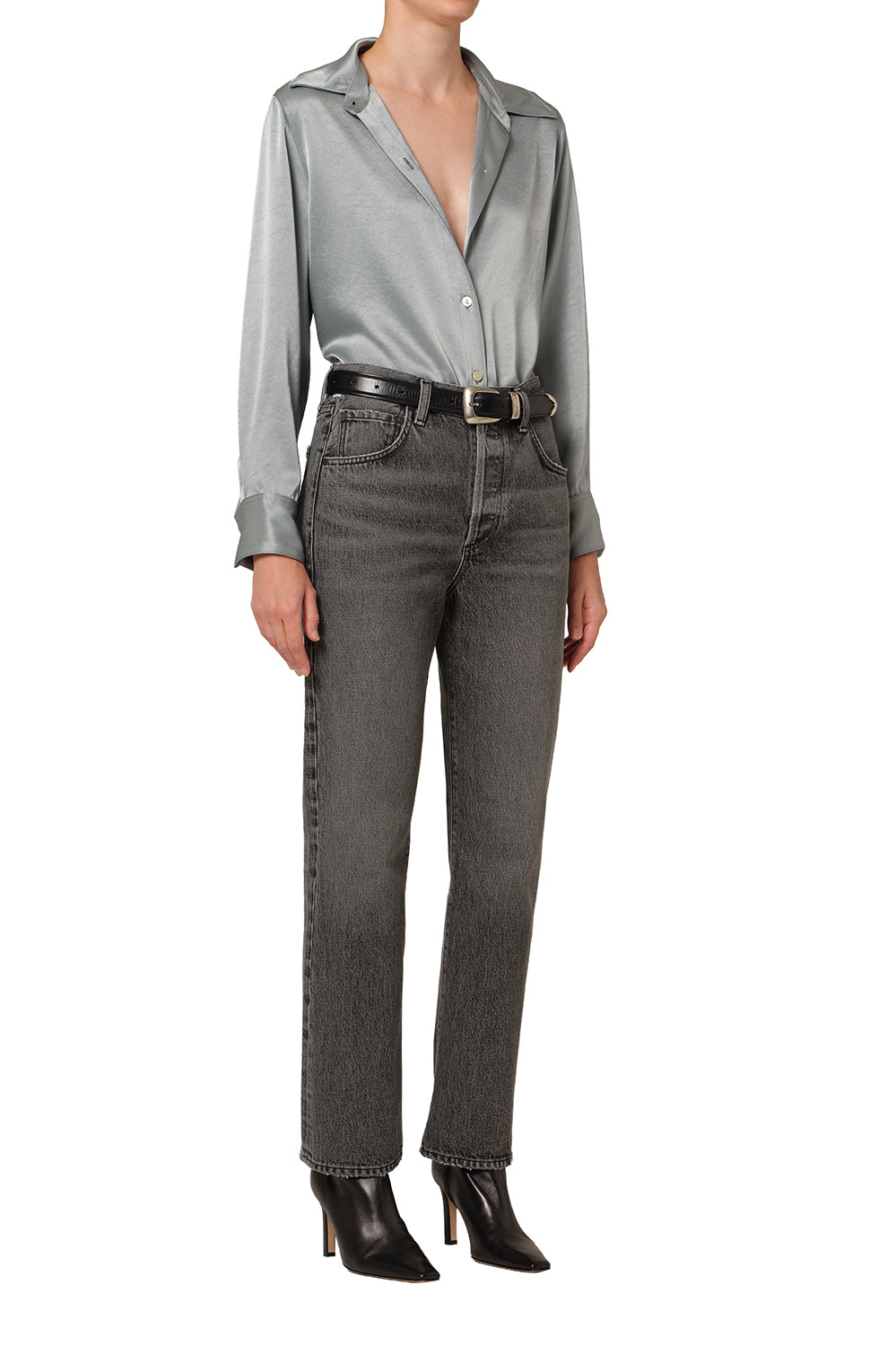 Tullah Japanese Hammered Satin Shirt - Sea Glass