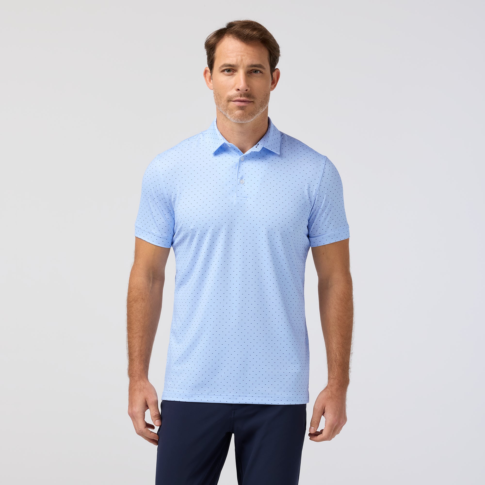 Versa Polo - Cloud Blue Stacked Geo