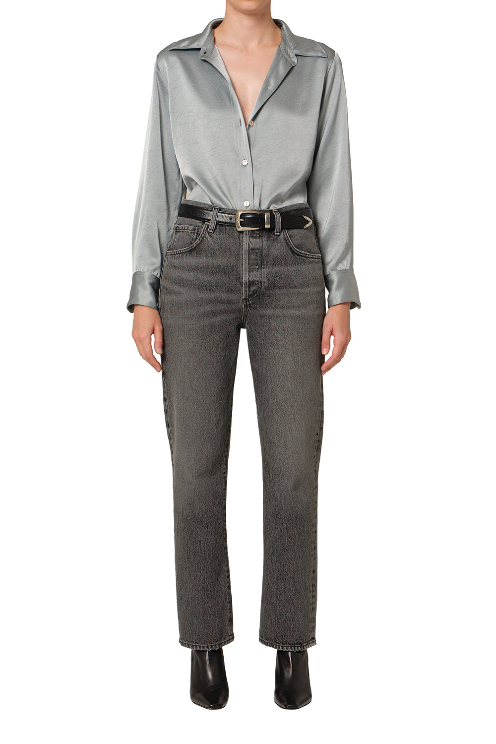 Tullah Japanese Hammered Satin Shirt - Sea Glass